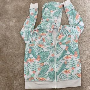 Jacket with hoodie on it with matching shorts